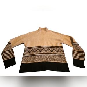 Banana Republic Cream & Black Mock Neck Sweater Cotton Acrylic Blend Size S EUC